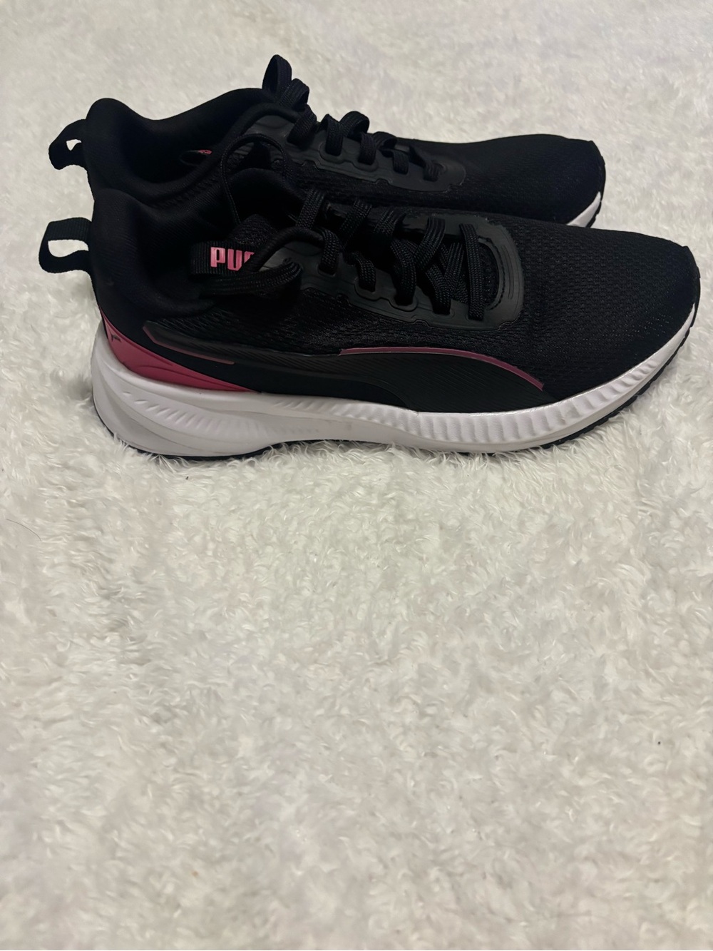 Puma Black Athletic Sneakers with Pink Accents
